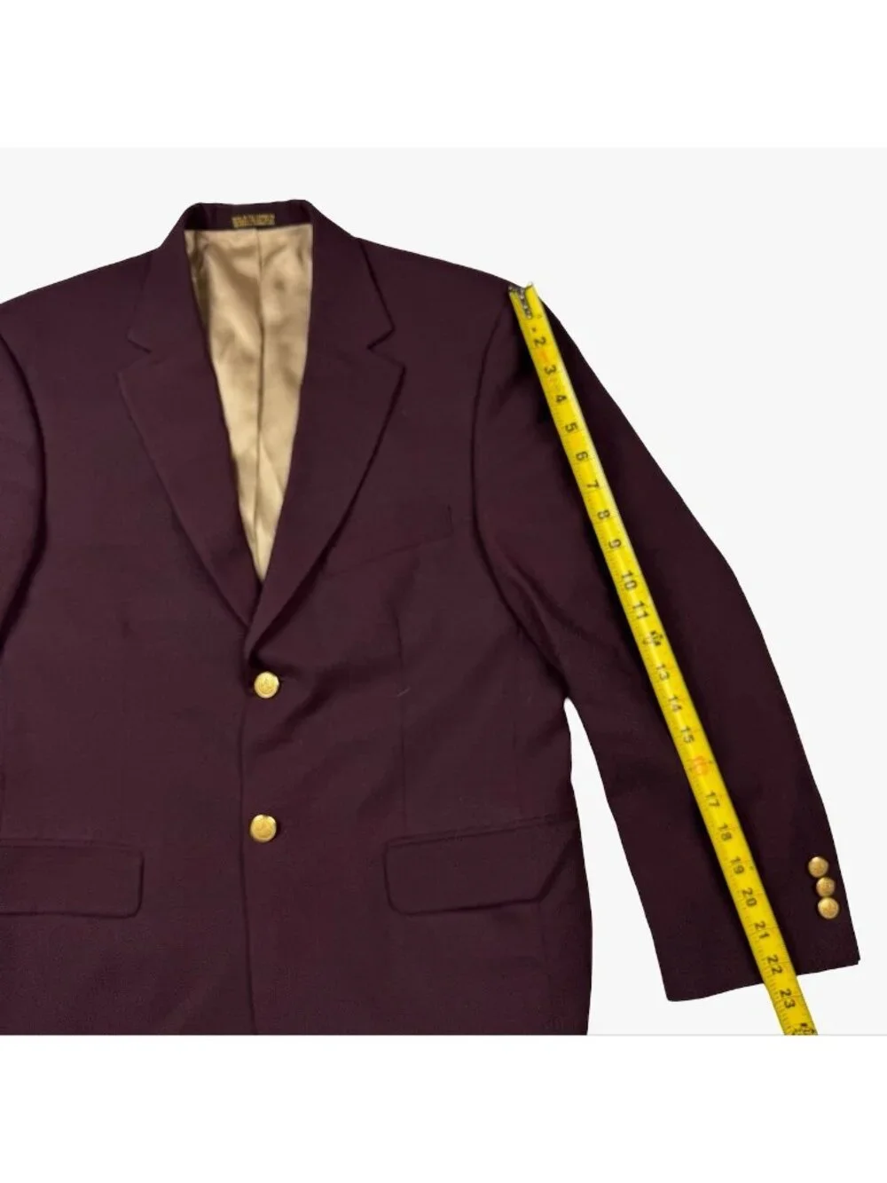 Stafford Men's Wool Blend 2-Button Gold Button Blazer Purple • 38S